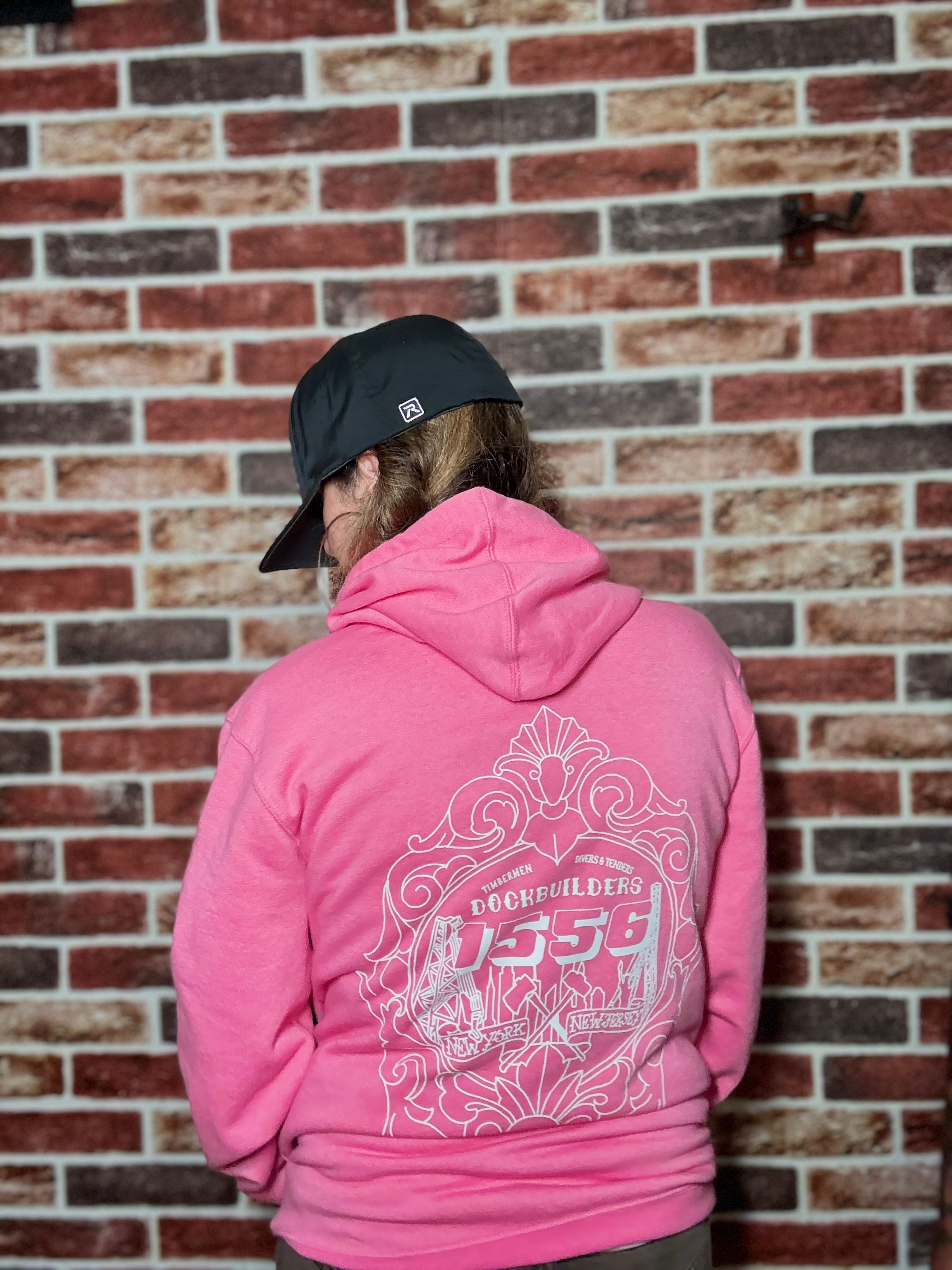 1556 DOCKBUILDERS hoodie Dist Rict PINK!!