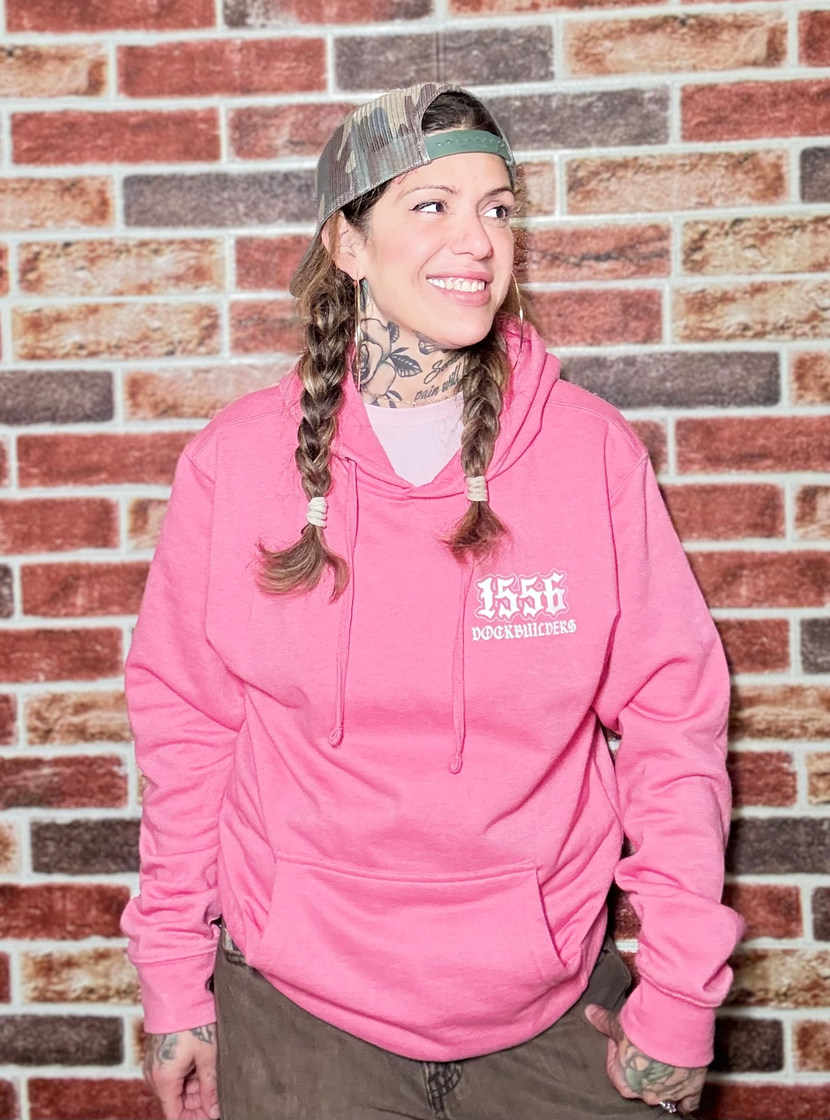 1556 DOCKBUILDERS hoodie Dist Rict PINK!!