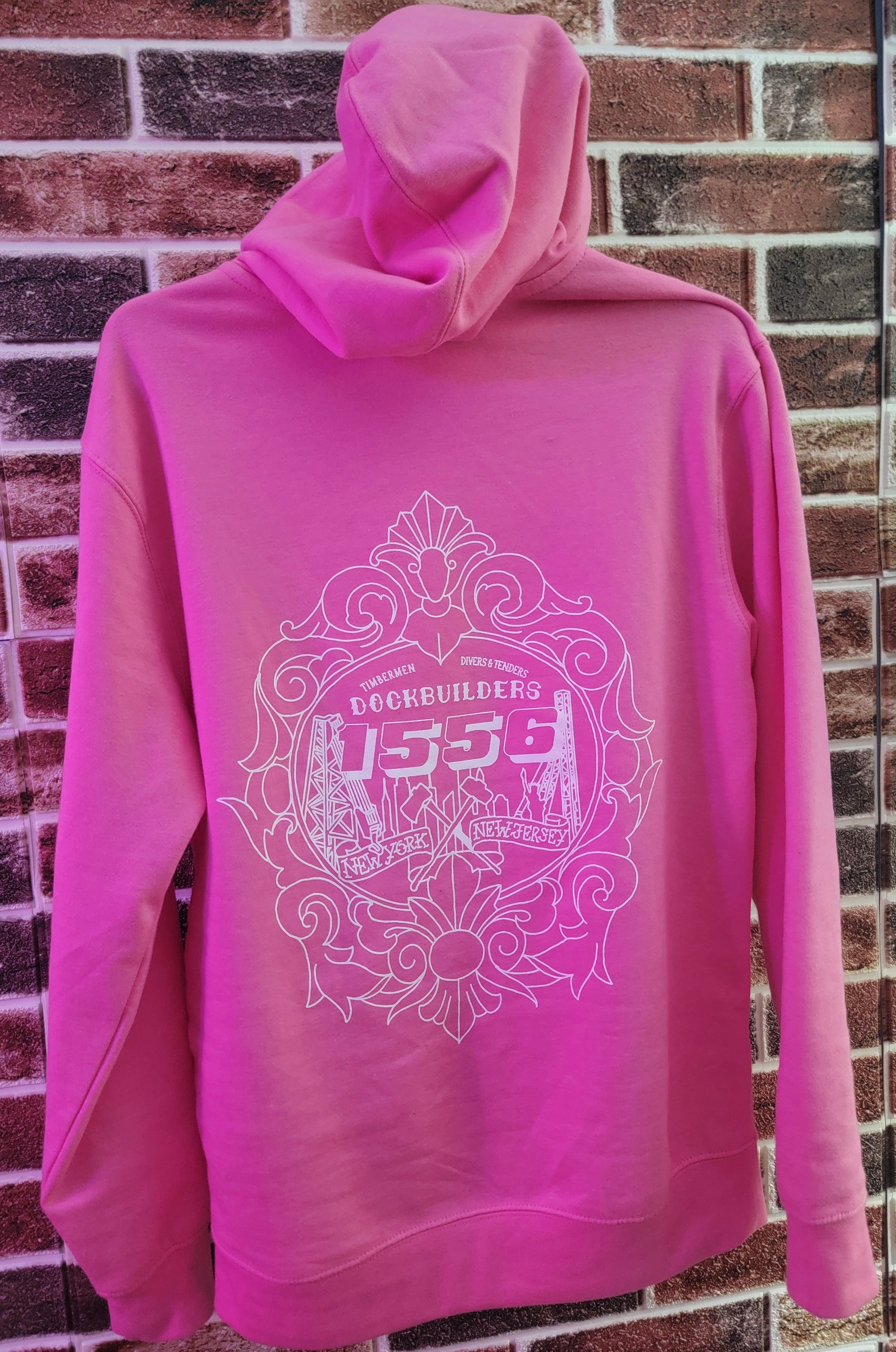 1556 DOCKBUILDERS hoodie Dist Rict PINK!!