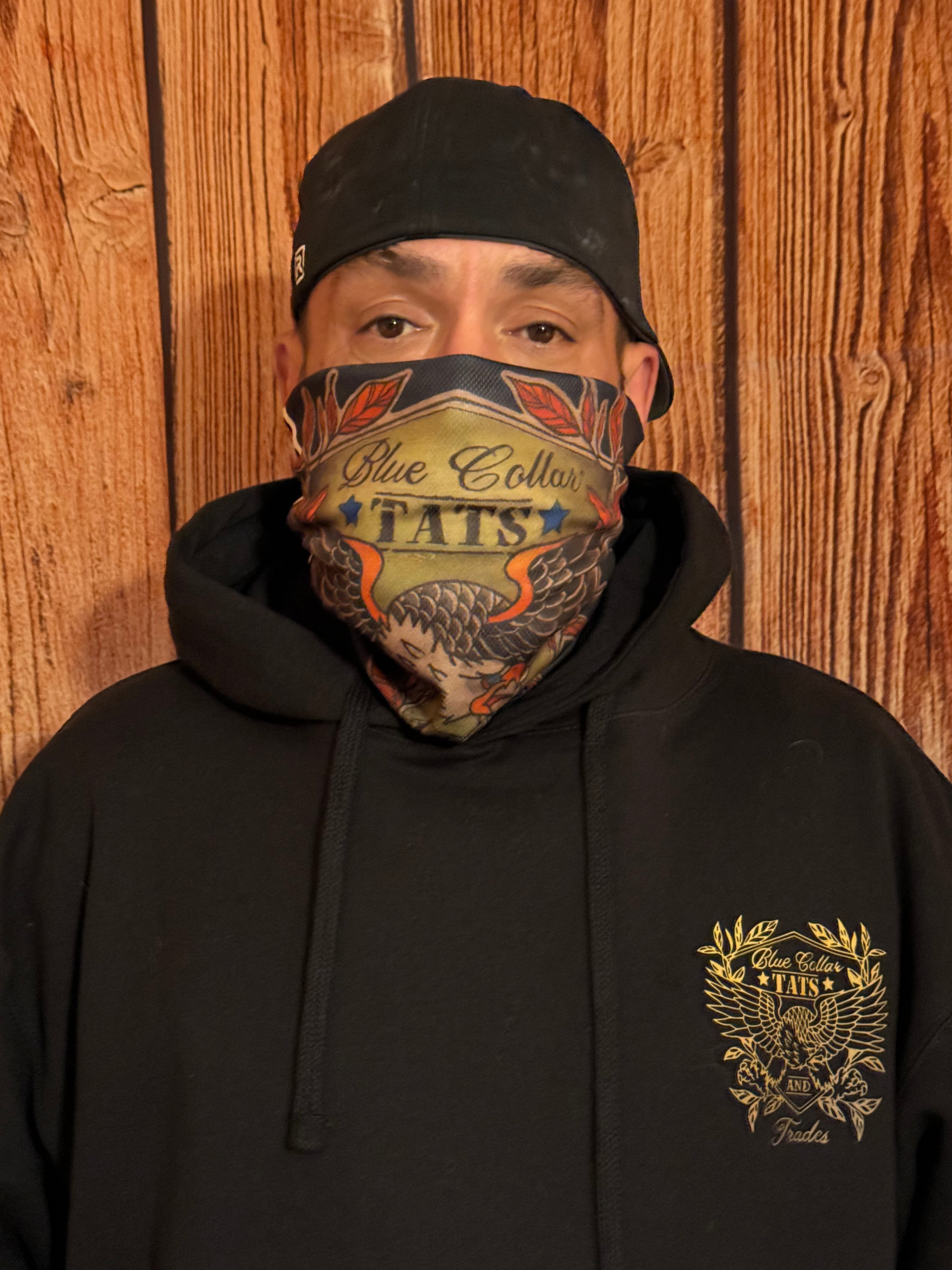 Blue collar logo face shield